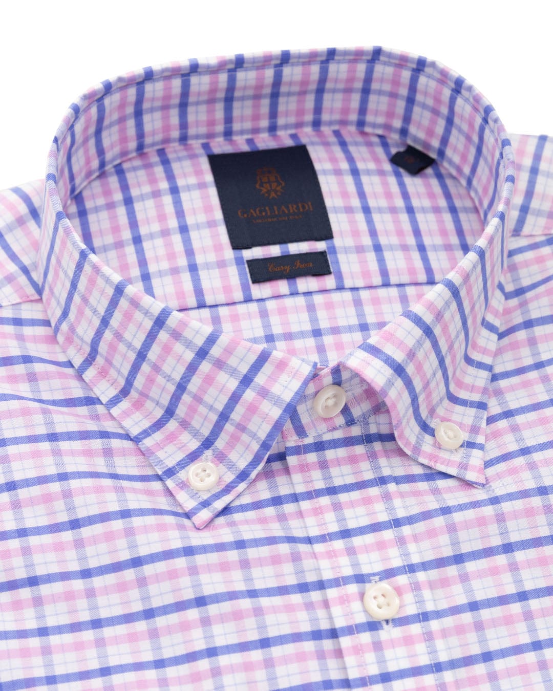 Gagliardi Shirts Gagliardi Pink Tattersall Check Button-down Easy-iron Shirt