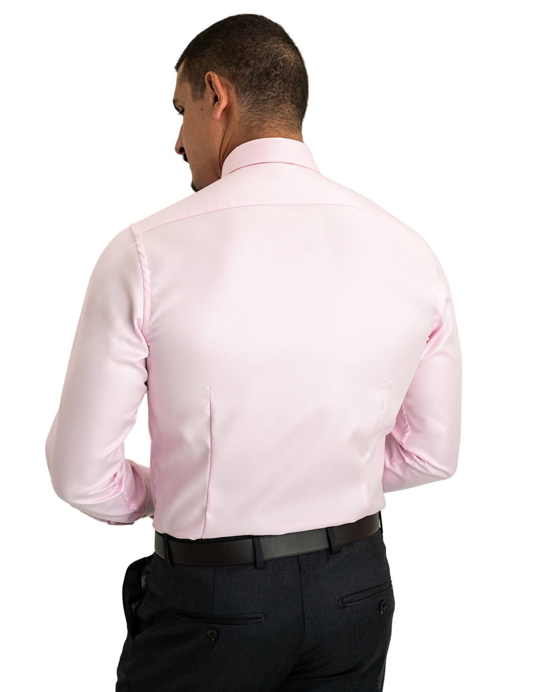 Gagliardi Shirts Gagliardi Pink Twill Cutaway Collar Single Cuffed Slim-Fit Non-Iron Shirt