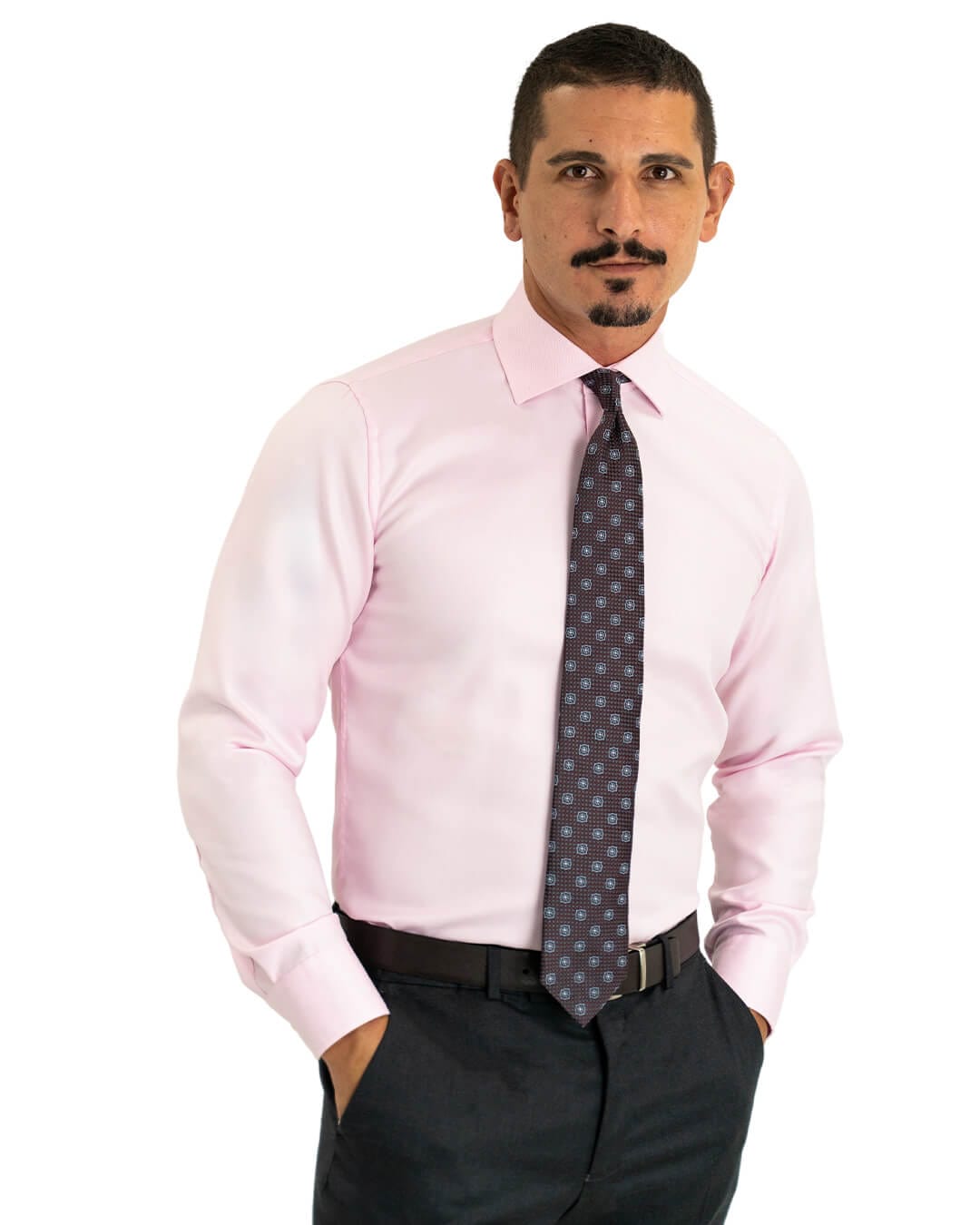 Gagliardi Shirts Gagliardi Pink Twill Cutaway Collar Single Cuffed Slim-Fit Non-Iron Shirt