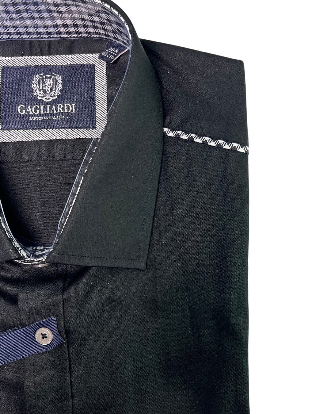 Gagliardi Shirts Gagliardi Plain Black Satin Shirt