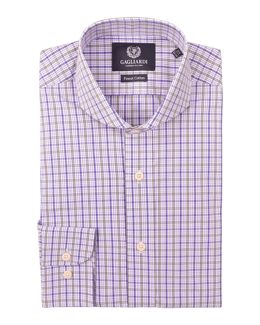 Gagliardi Shirts Gagliardi Purple and Grey Check Business Shirt