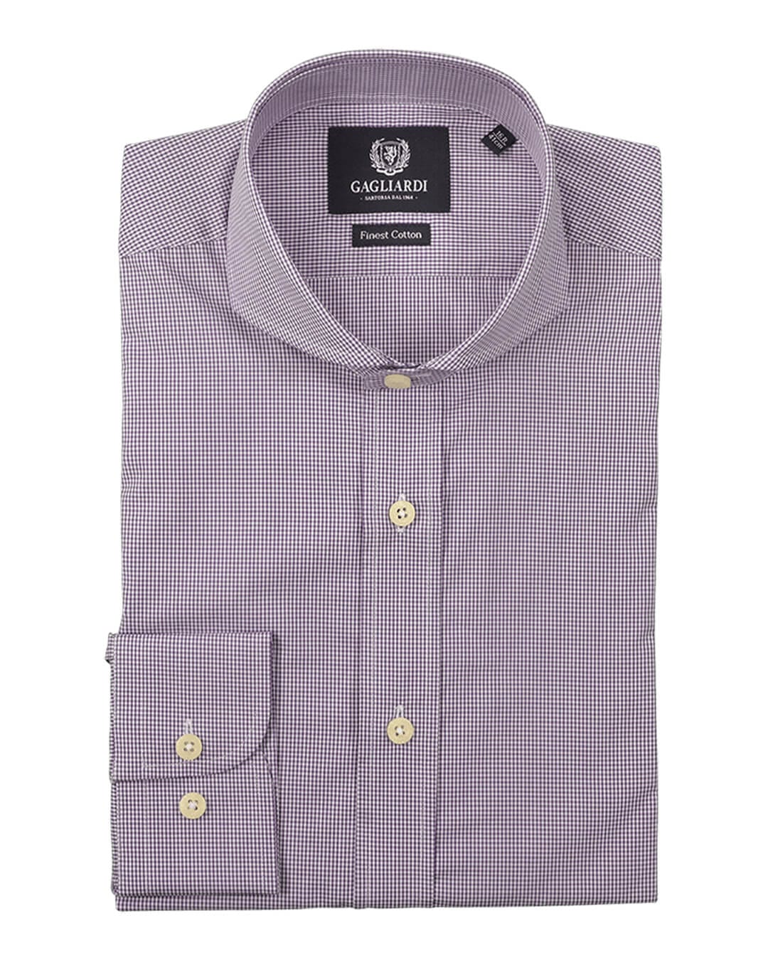 Gagliardi Shirts Gagliardi Purple Gingham Check Business Shirt