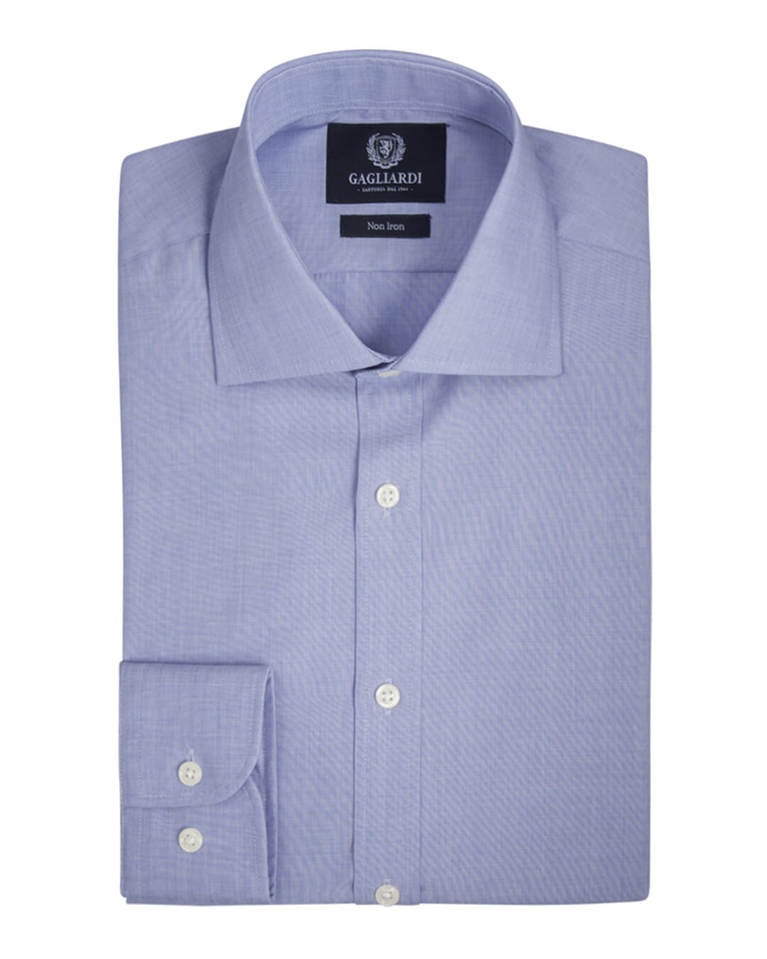 Gagliardi Shirts Gagliardi Royal Blue End On End Plain Slim Fit Cutaway Collar Shirt
