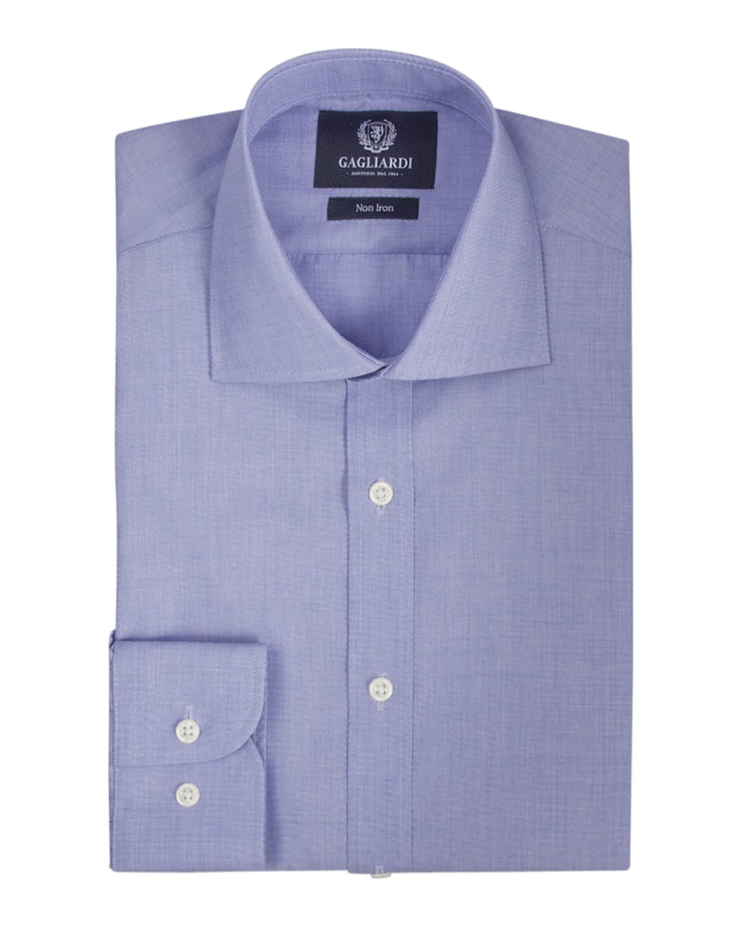 Gagliardi Shirts Gagliardi Royal Blue End On End Striped Slim Fit Cutaway Collar Shirt