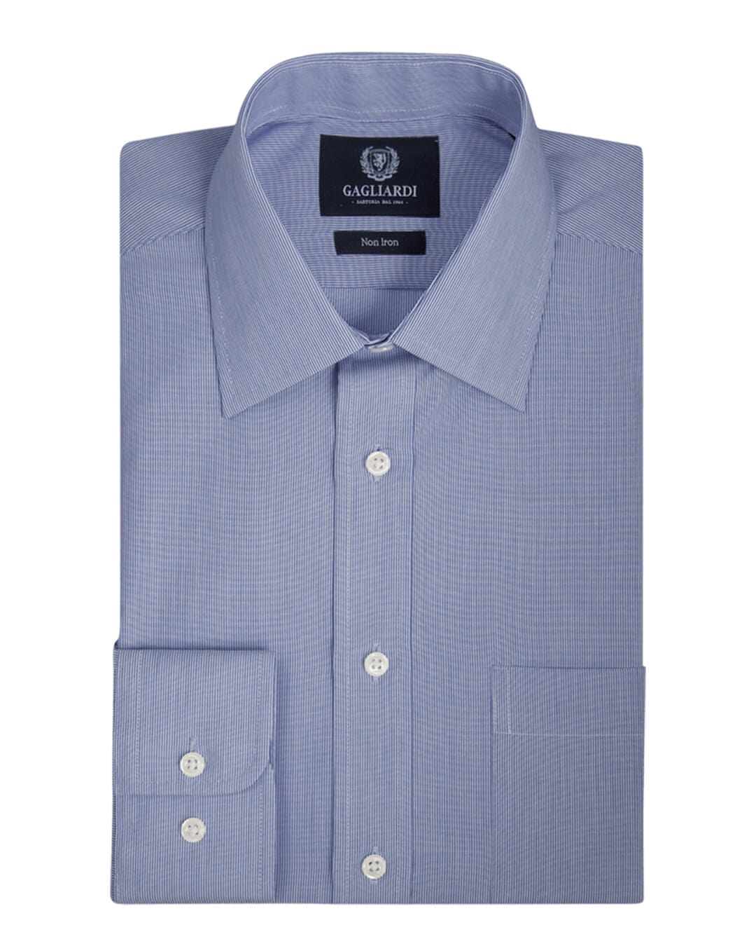 Gagliardi Shirts Gagliardi Royal Blue Fine Striped Tailored Fit Classic Collar Shirt
