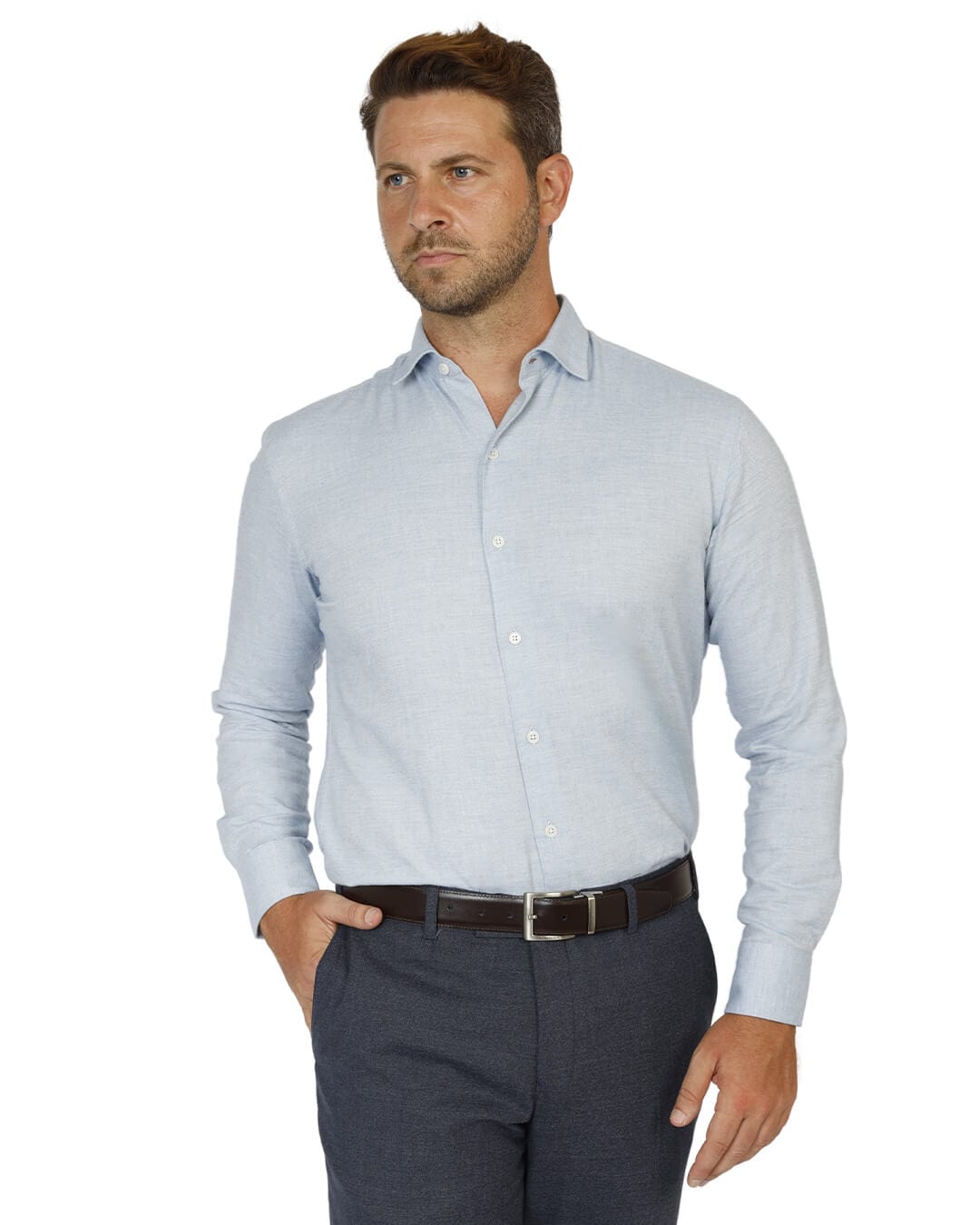 Gagliardi Shirts Gagliardi Sky Brushed Cotton Shirt