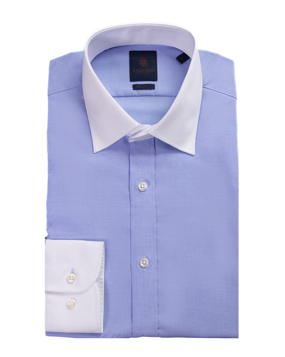 Gagliardi Shirts Gagliardi Sky End on End Contrast Collar & Cuffs Easy Iron Shirt