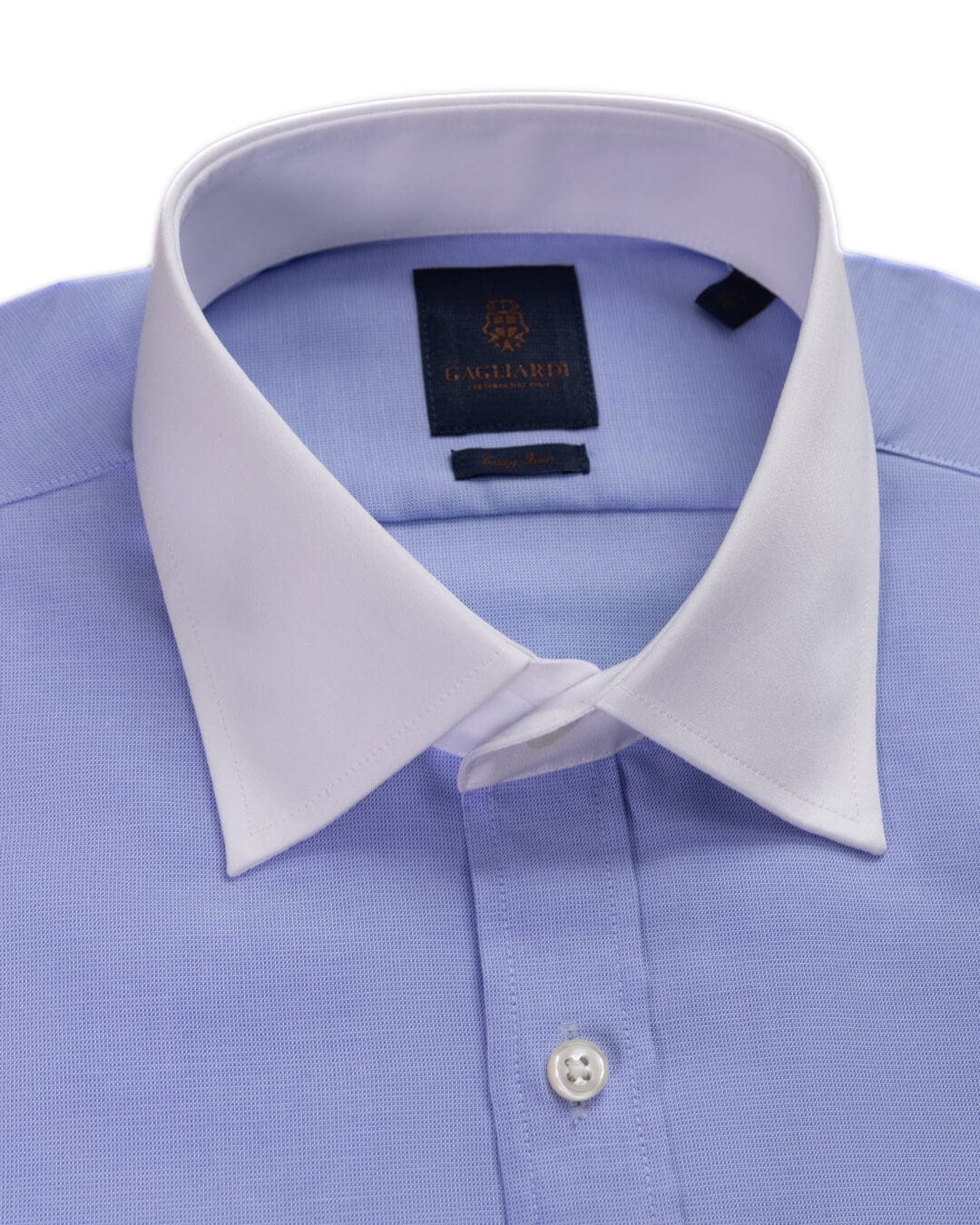Gagliardi Shirts Gagliardi Sky End on End Contrast Collar & Cuffs Easy Iron Shirt