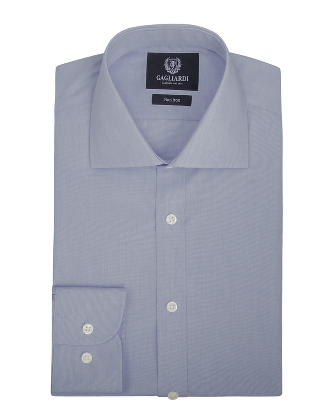 Gagliardi Shirts Gagliardi Sky End On End Plain Slim Fit Cutaway Collar Shirt