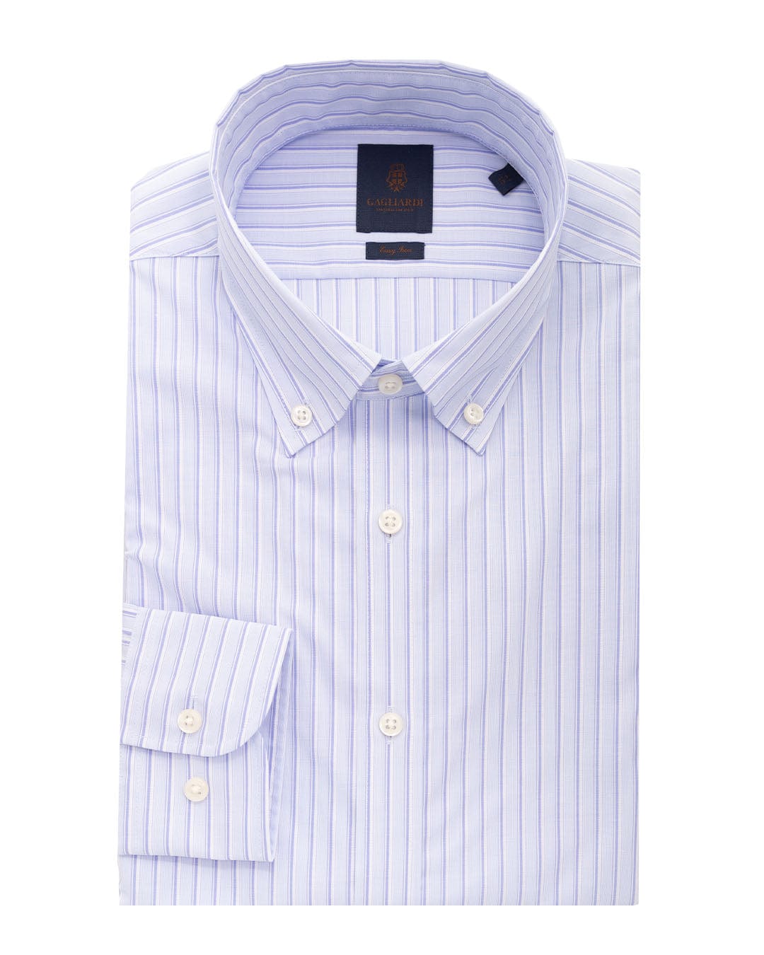 Gagliardi Shirts Gagliardi Sky End-on-End Stripe Button-down Easy-iron Shirt