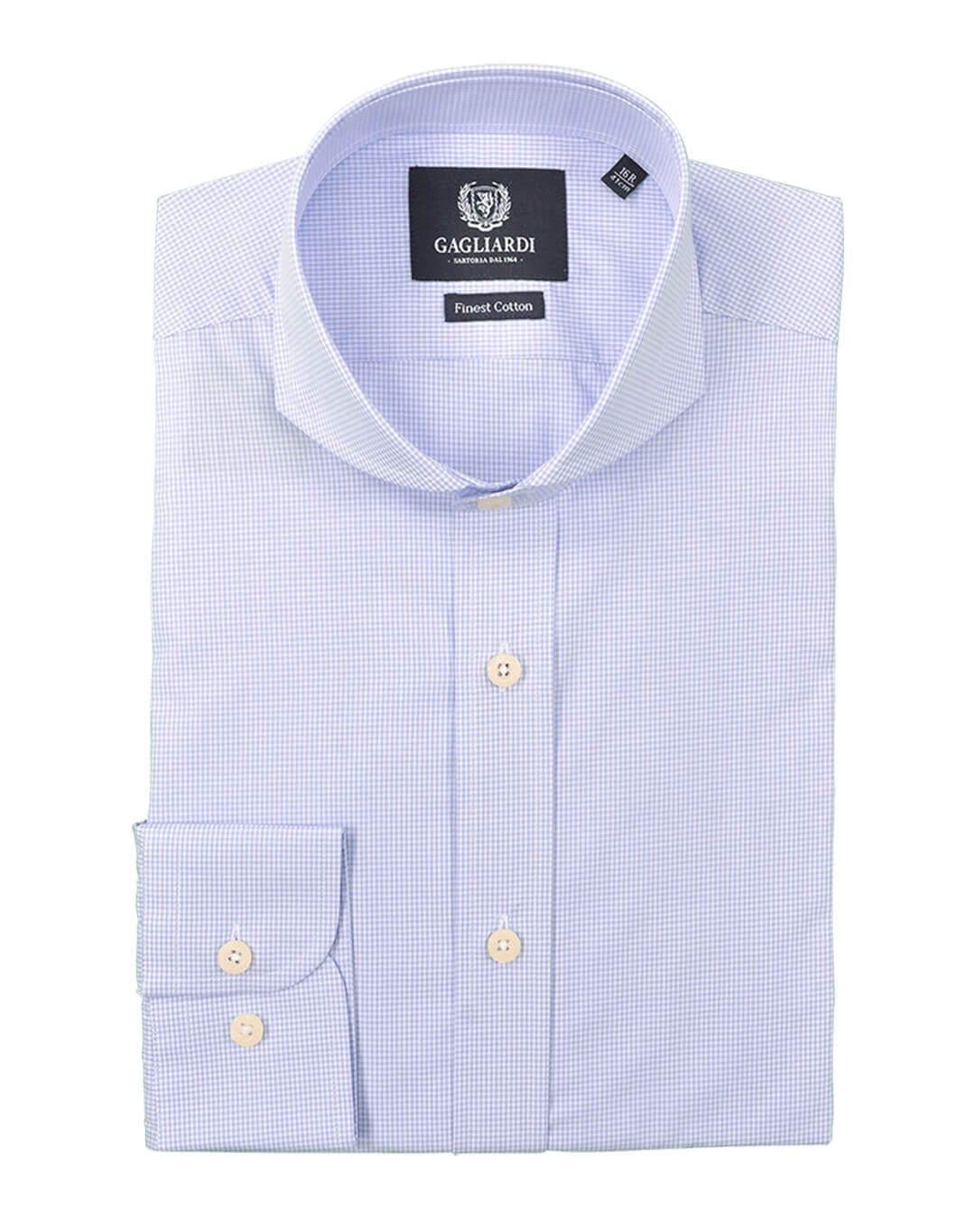 Gagliardi Shirts Gagliardi Sky Gingham Check Business Shirt