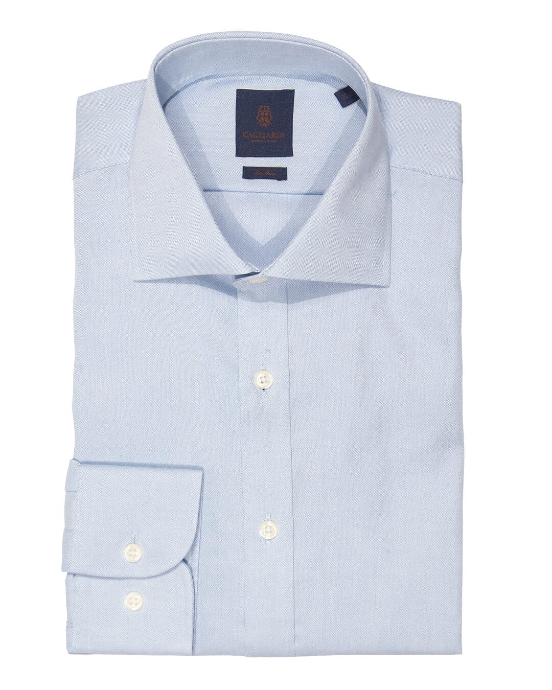 Gagliardi Shirts Gagliardi Sky Oxford Cutaway Collar Single Cuffed Slim-Fit Non-Iron Shirt