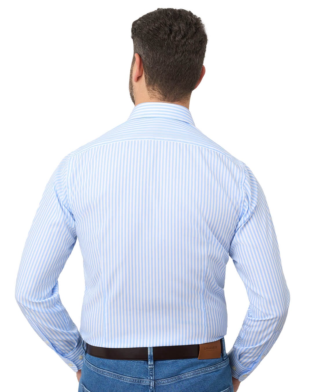 Gagliardi Shirts Gagliardi Sky Shirt Non Iron Butcher Stripe