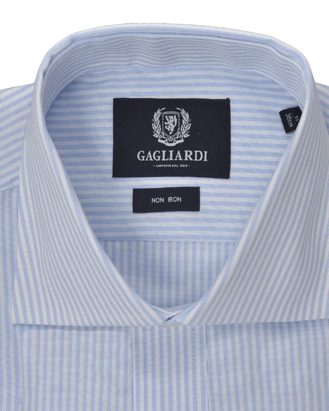 Gagliardi Shirts Gagliardi Sky &amp; White Oxford Striped Cutaway Collar Single-Cuffed Slim-Fit Shirt