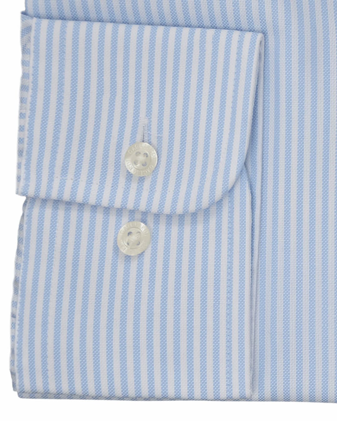 Gagliardi Shirts Gagliardi Sky &amp; White Oxford Striped Cutaway Collar Single-Cuffed Slim-Fit Shirt