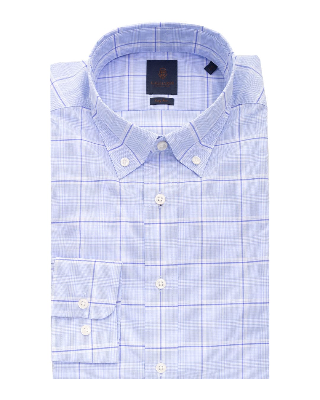 Gagliardi Shirts Gagliardi Sky Windowpane Plaid Button-down Easy-iron Shirt