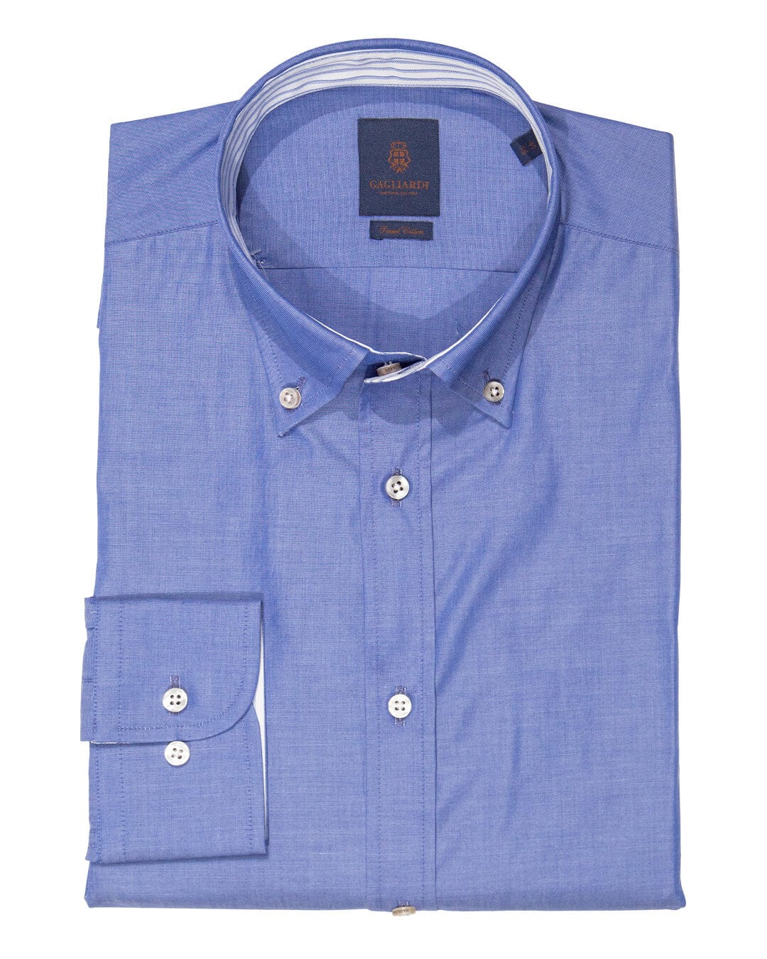 Gagliardi Shirts Gagliardi Slim Fit Blue End-On-End Button-Down Shirt