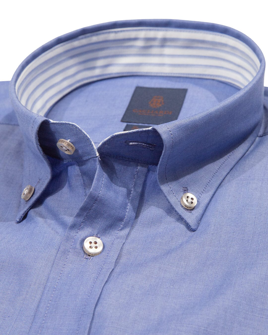 Gagliardi Shirts Gagliardi Slim Fit Blue End-On-End Button-Down Shirt