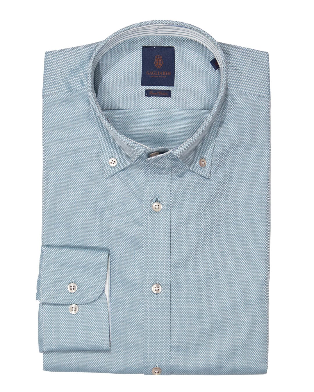 Gagliardi Shirts Gagliardi Slim Fit Green  Birdseye Button-Down Shirt