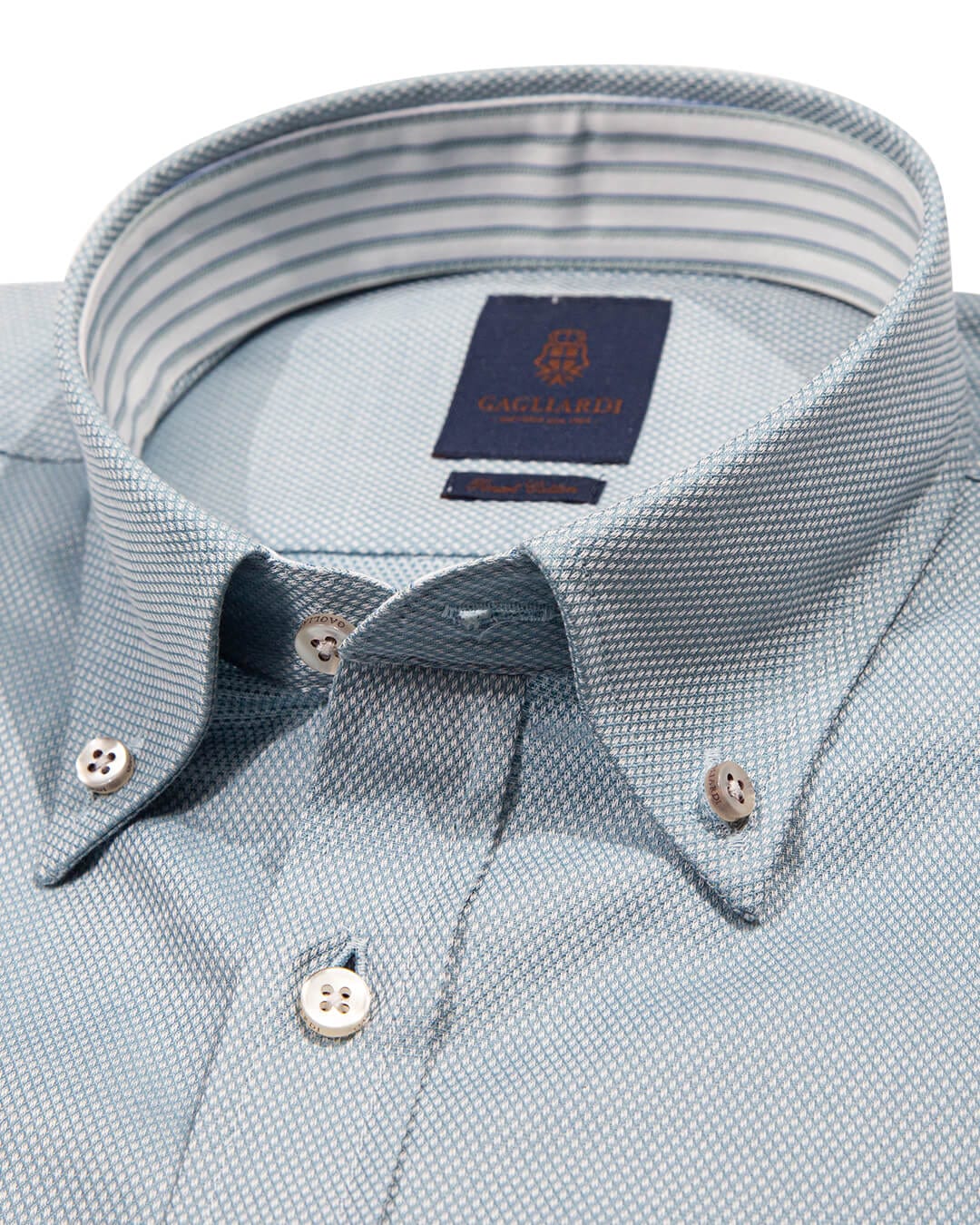 Gagliardi Shirts Gagliardi Slim Fit Green  Birdseye Button-Down Shirt