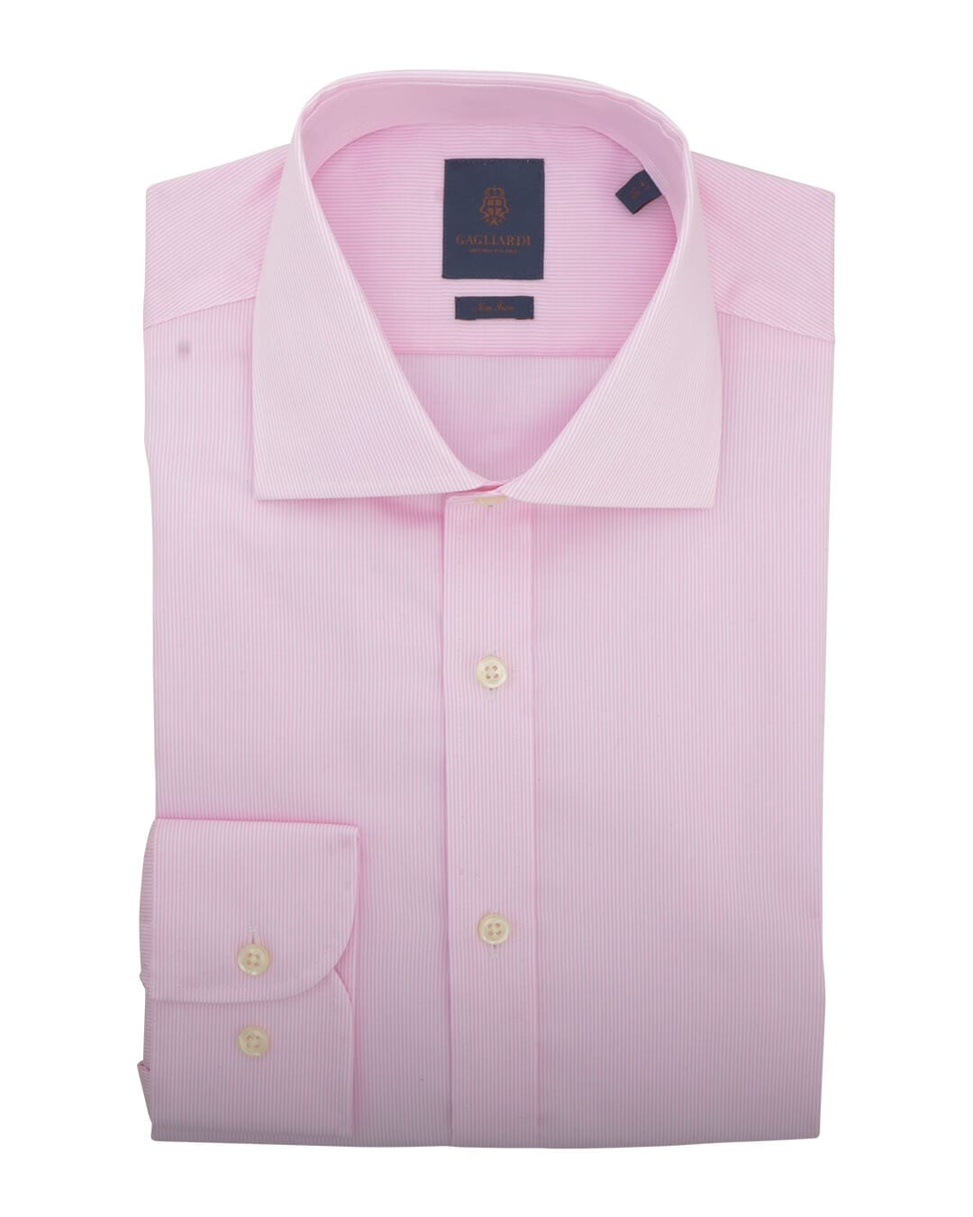 Gagliardi Shirts Gagliardi Slim Fit Pink Hairline Striped Cutaway Collar Non-iron Shirt