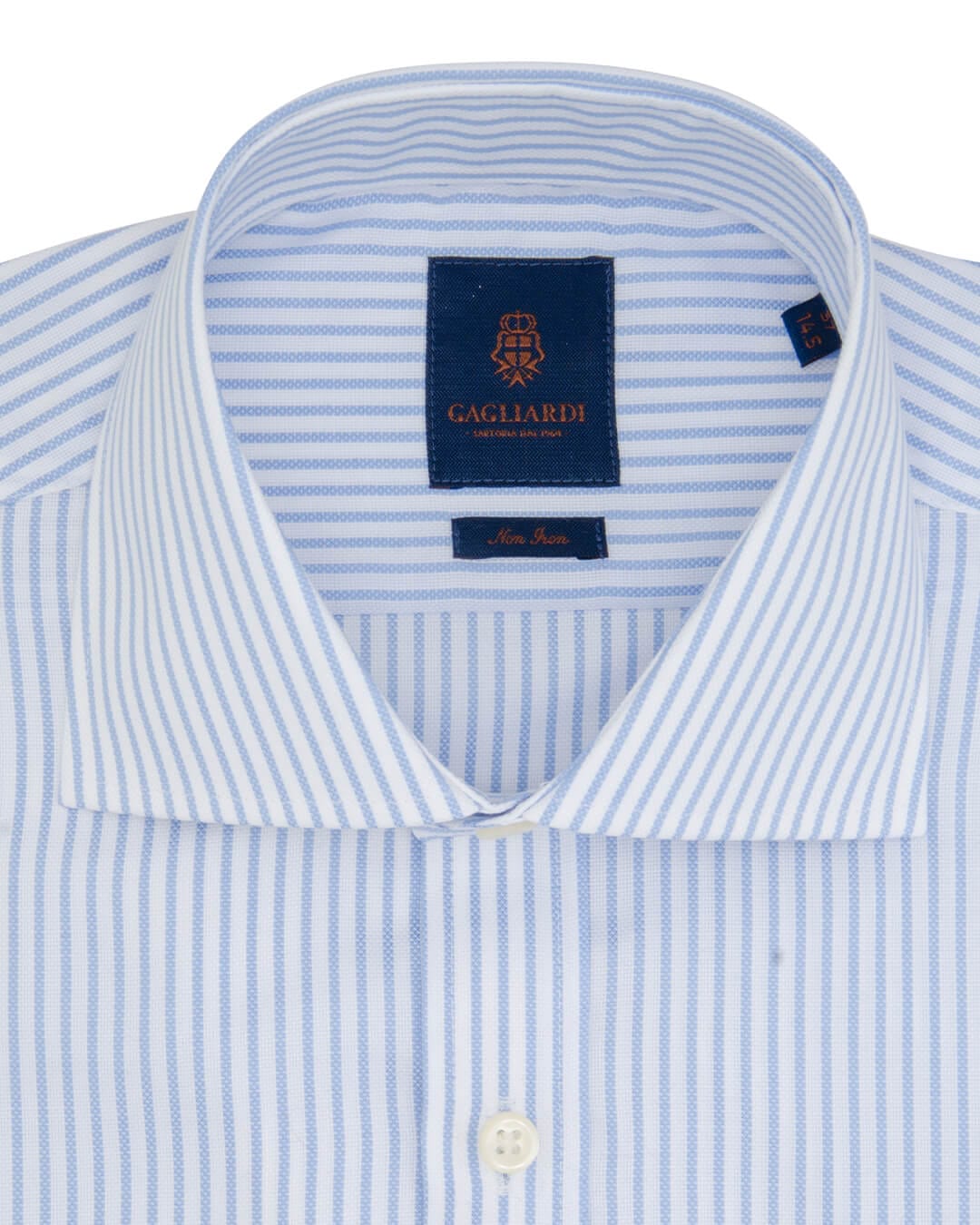 Gagliardi Shirts Gagliardi Slim Fit Sky Bengal Striped Non Iron Oxford Cotton Shirt