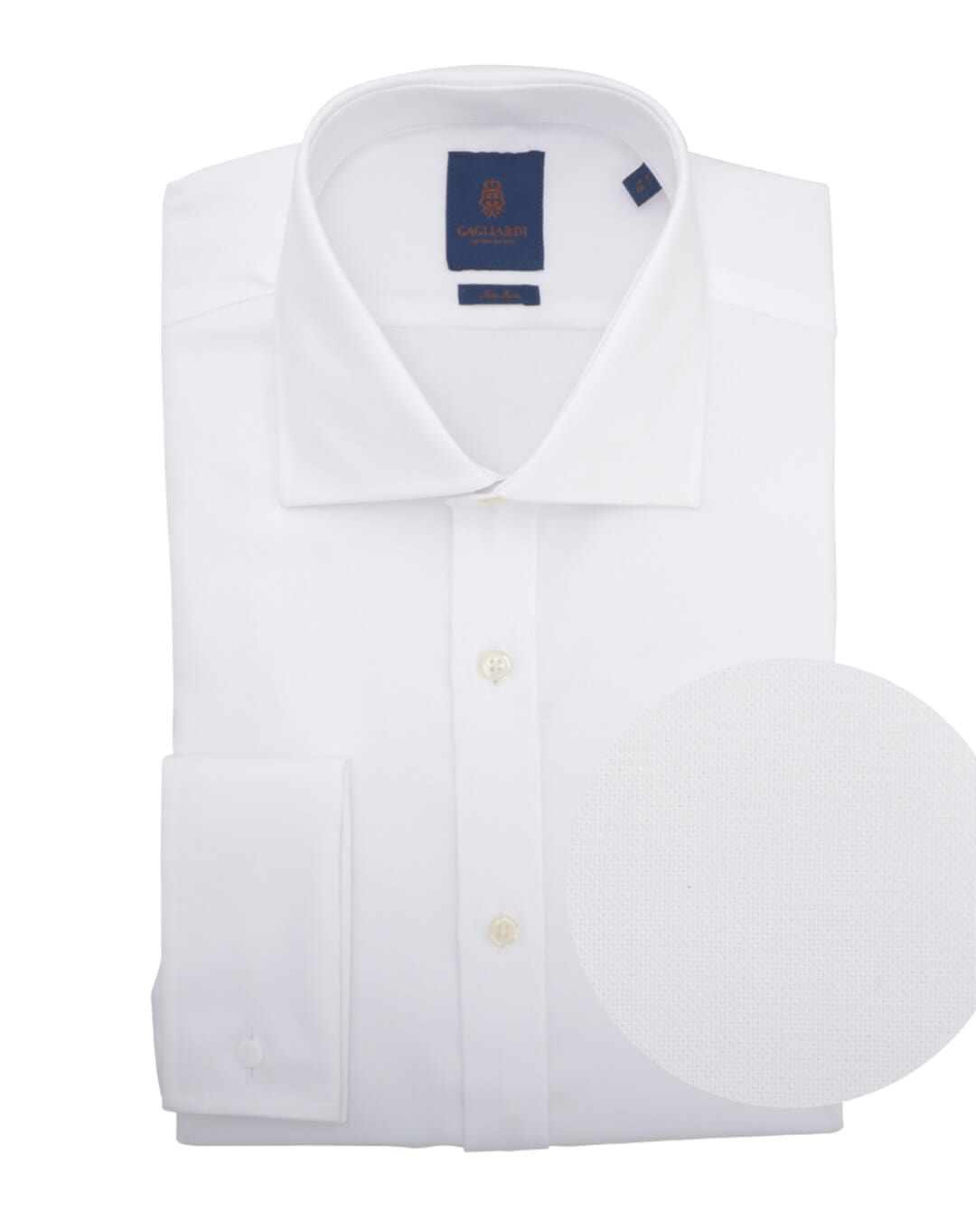 Gagliardi Shirts Gagliardi Slim Fit White Oxford Cutaway Collar Non-iron Double Cuff Shirt