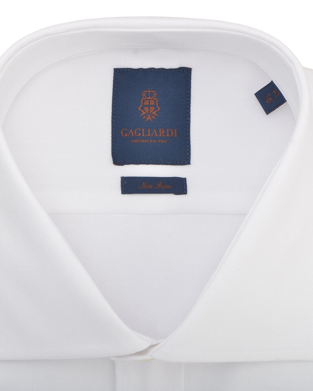 Gagliardi Shirts Gagliardi Slim Fit White Oxford Cutaway Collar Non-iron Double Cuff Shirt