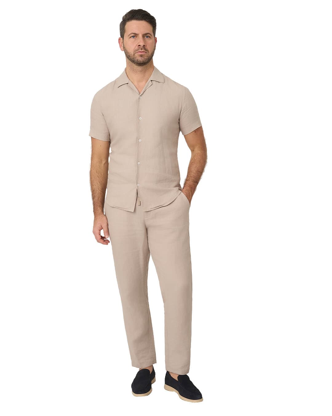 Gagliardi Shirts Gagliardi Stone Shirt Linen Resort Collar Short Sleeve