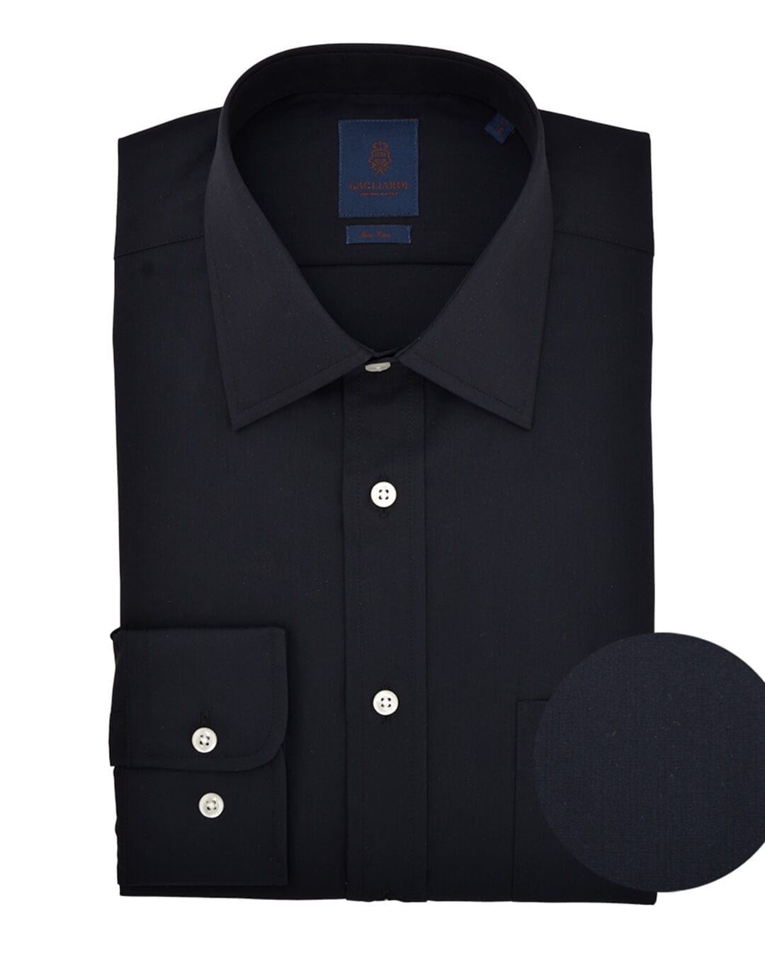 Gagliardi Shirts Gagliardi Tailored Fit Black Poplin Classic Collar Non-iron Shirt