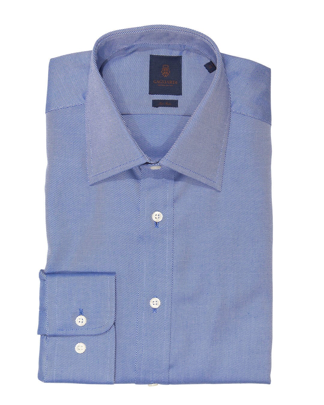 Gagliardi Shirts Gagliardi Tailored Fit Blue Twill Non Iron Shirt No Pocket