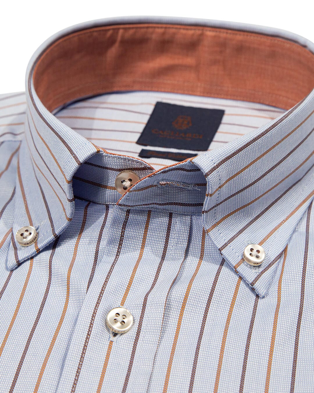 Gagliardi Shirts Gagliardi Tailored Fit Brown &amp; Camel Striped Button-Down Shirt