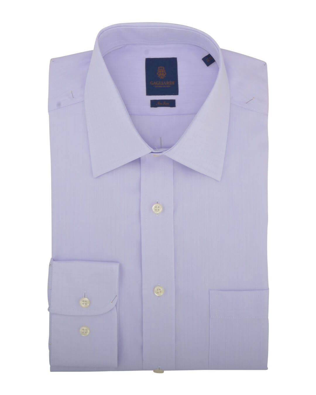 Gagliardi Shirts Gagliardi Tailored Fit Lilac Herringbone Classic Collar Non-iron Shirt