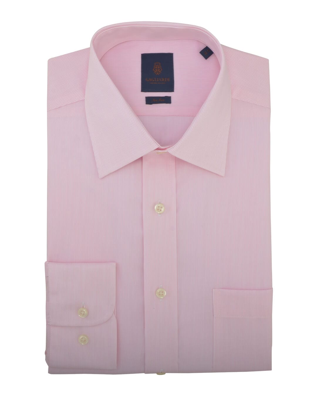 Gagliardi Shirts Gagliardi Tailored Fit Pink Hairline Striped Classic Collar Non-iron Shirt