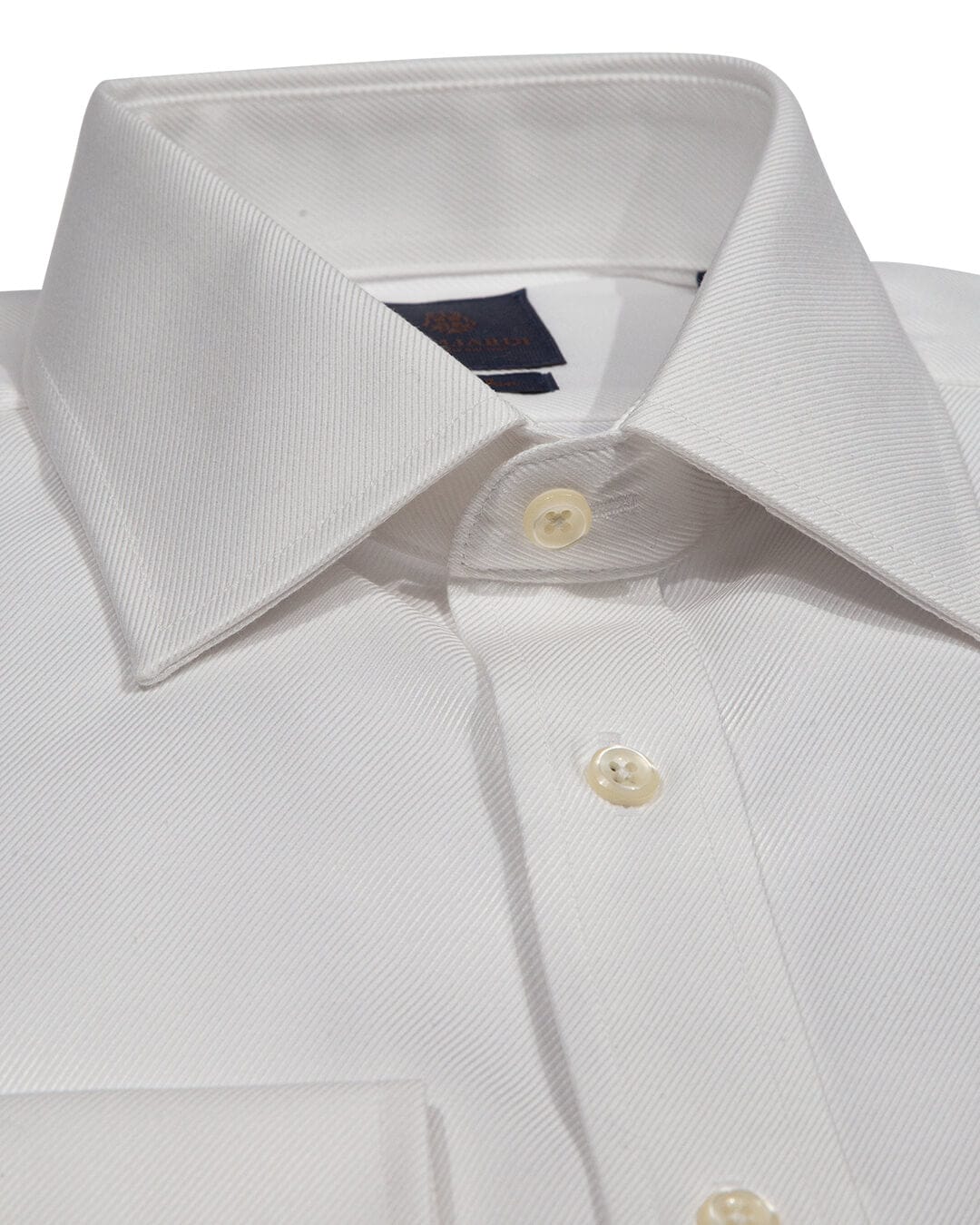 Gagliardi Shirts Gagliardi Tailored Fit White Sea Island Herringbone Non Iron Shirt No Pocket