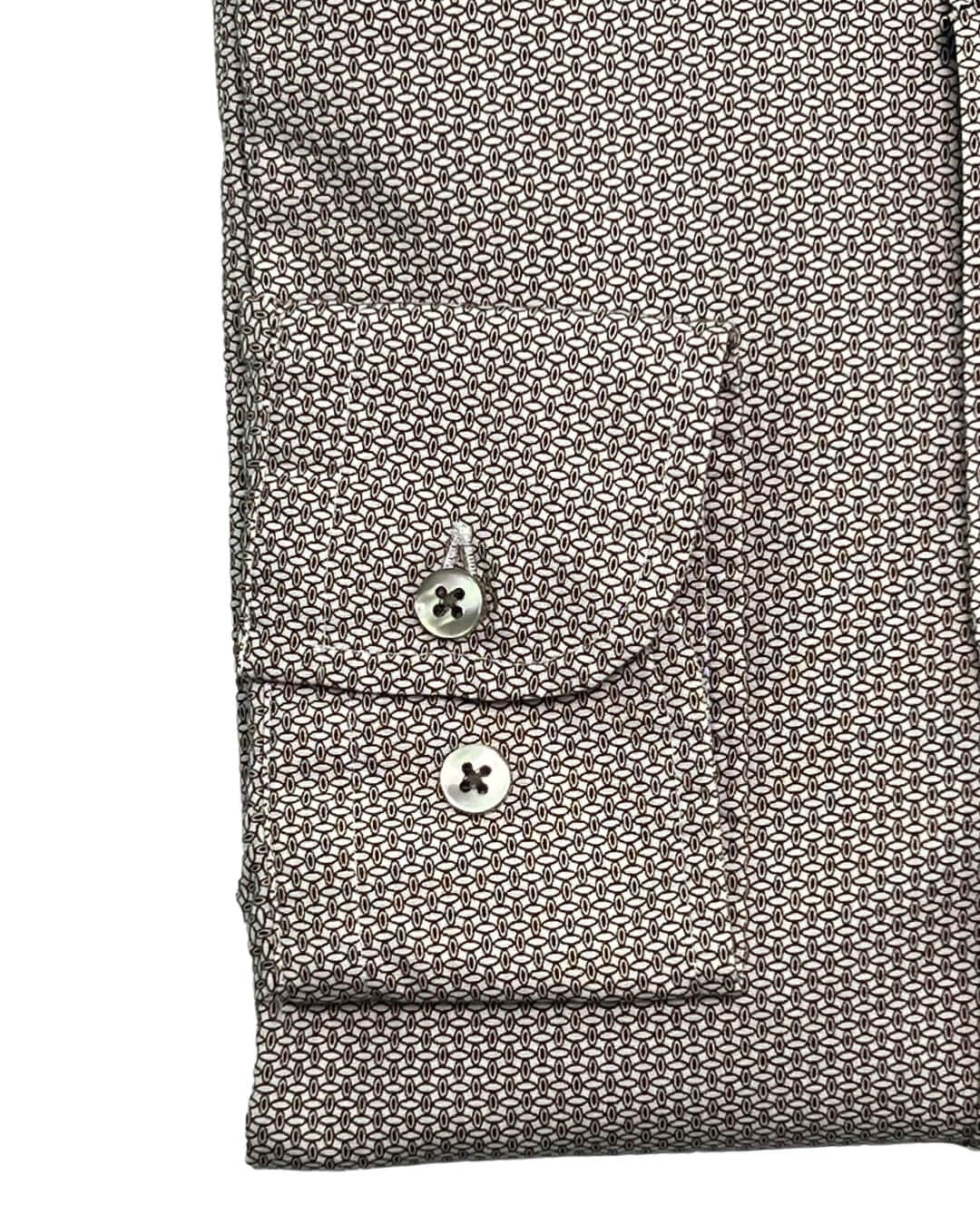 Gagliardi Shirts Gagliardi White Base Brown Geo Shirt