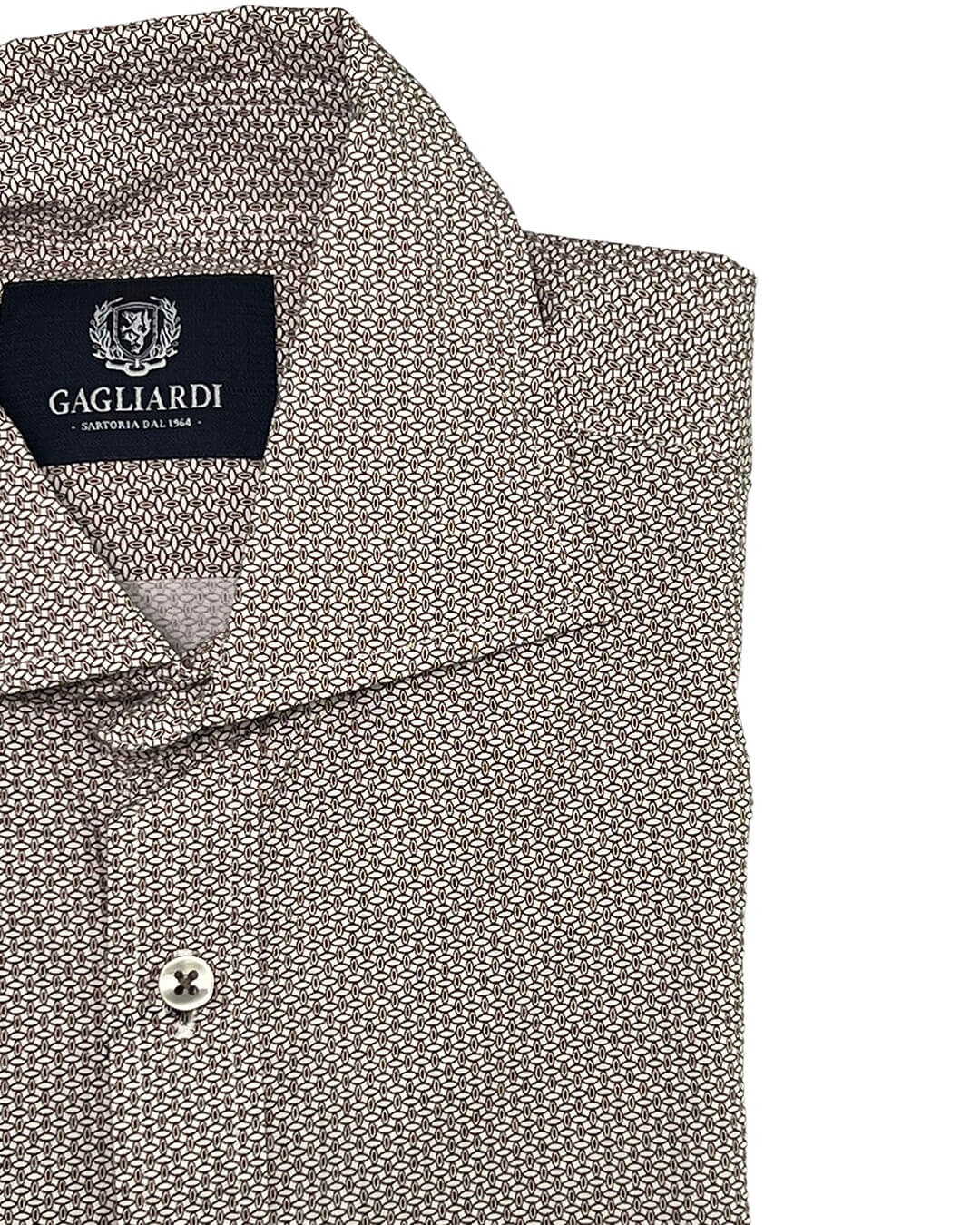 Gagliardi Shirts Gagliardi White Base Brown Geo Shirt