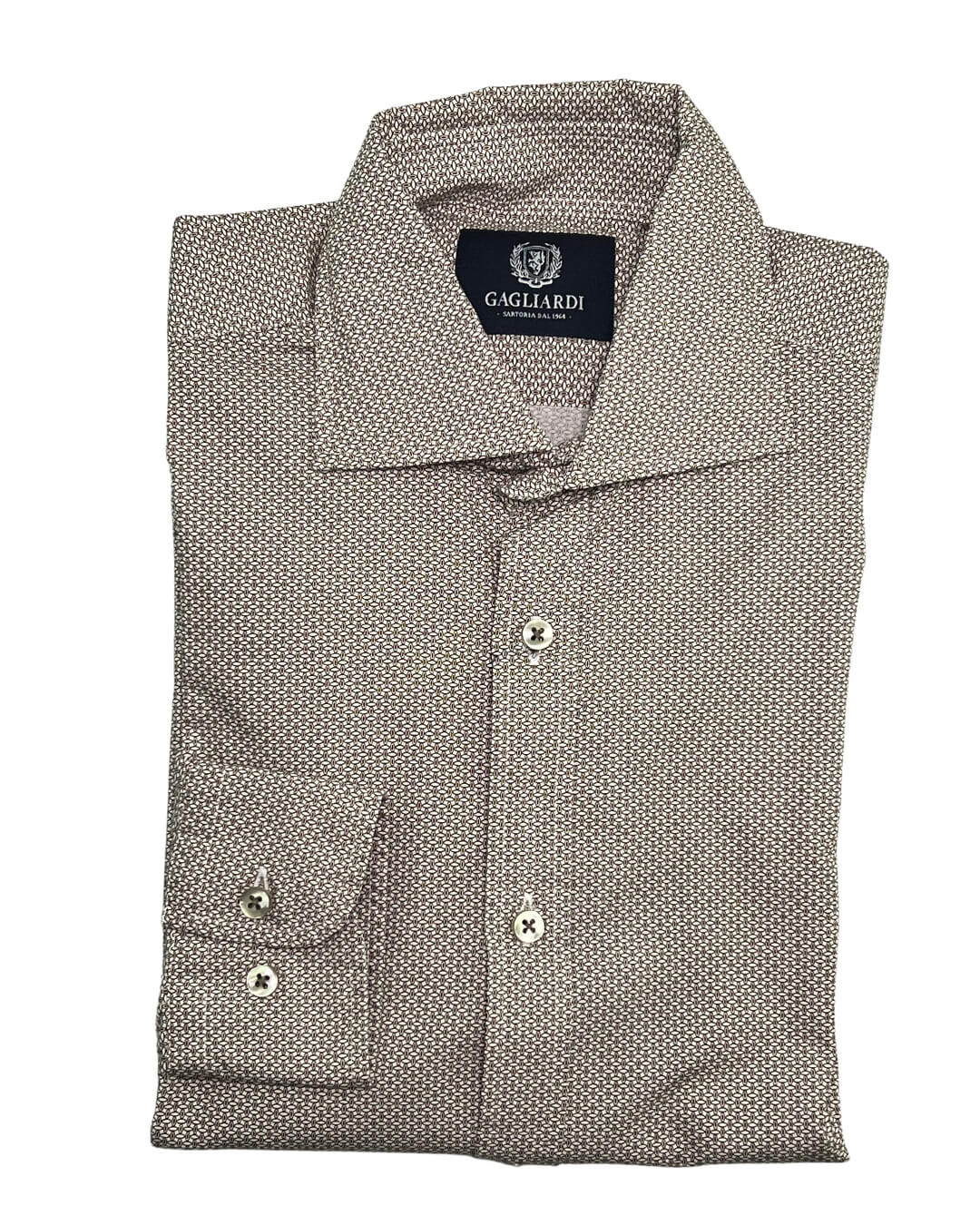 Gagliardi Shirts Gagliardi White Base Brown Geo Shirt