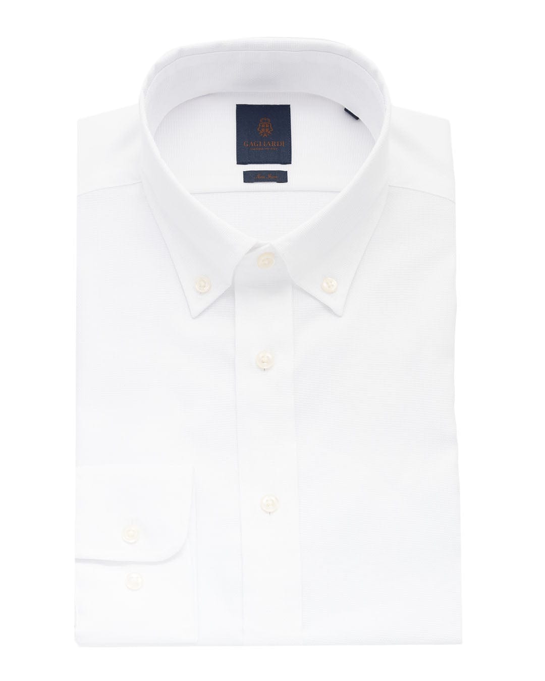 Gagliardi Shirts Gagliardi White Basketweave And Button-down Non-iron Shirt