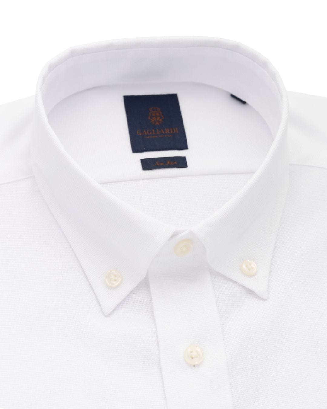 Gagliardi Shirts Gagliardi White Basketweave And Button-down Non-iron Shirt