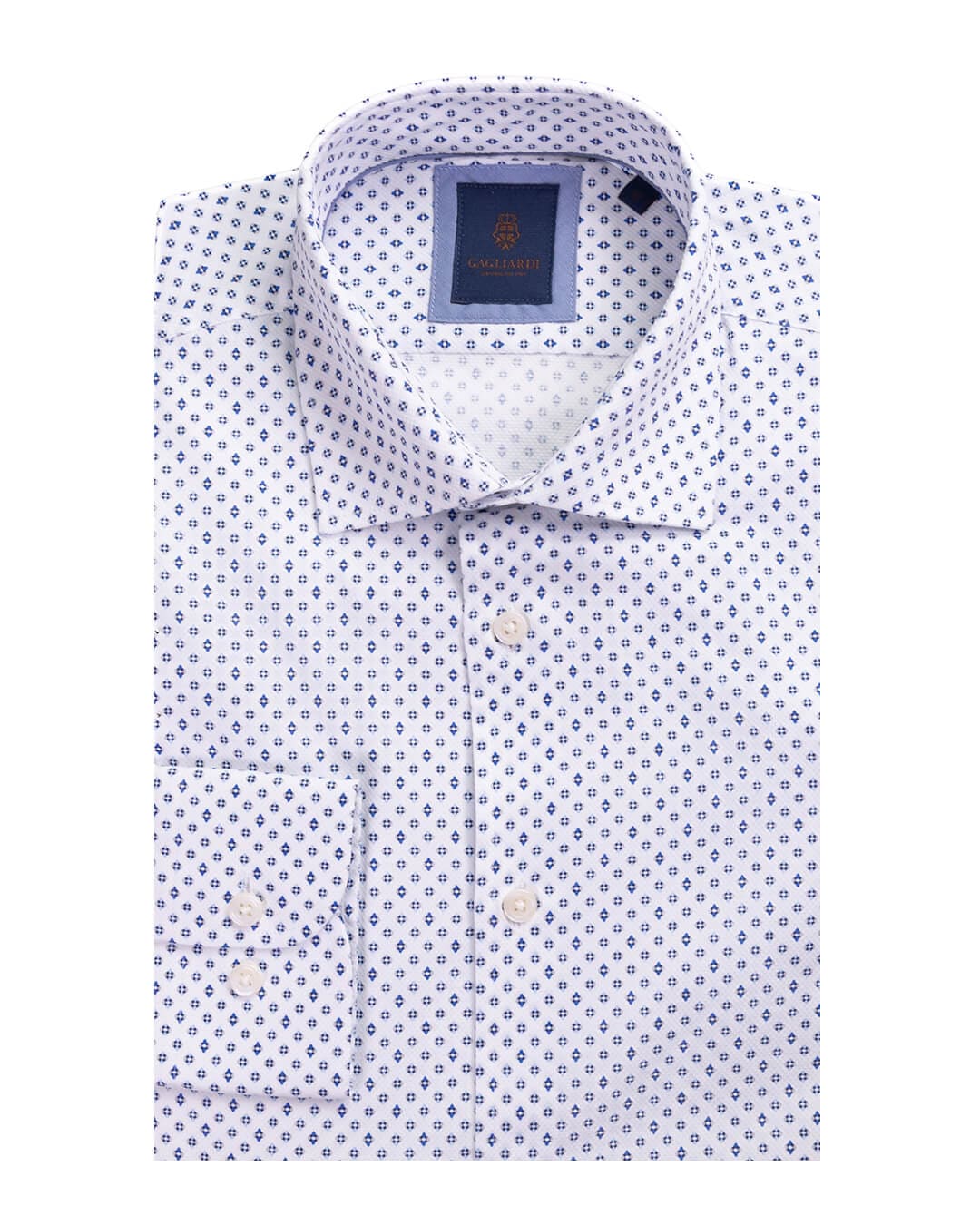 Gagliardi Shirts Gagliardi White Diamond Motif Printed Shirt