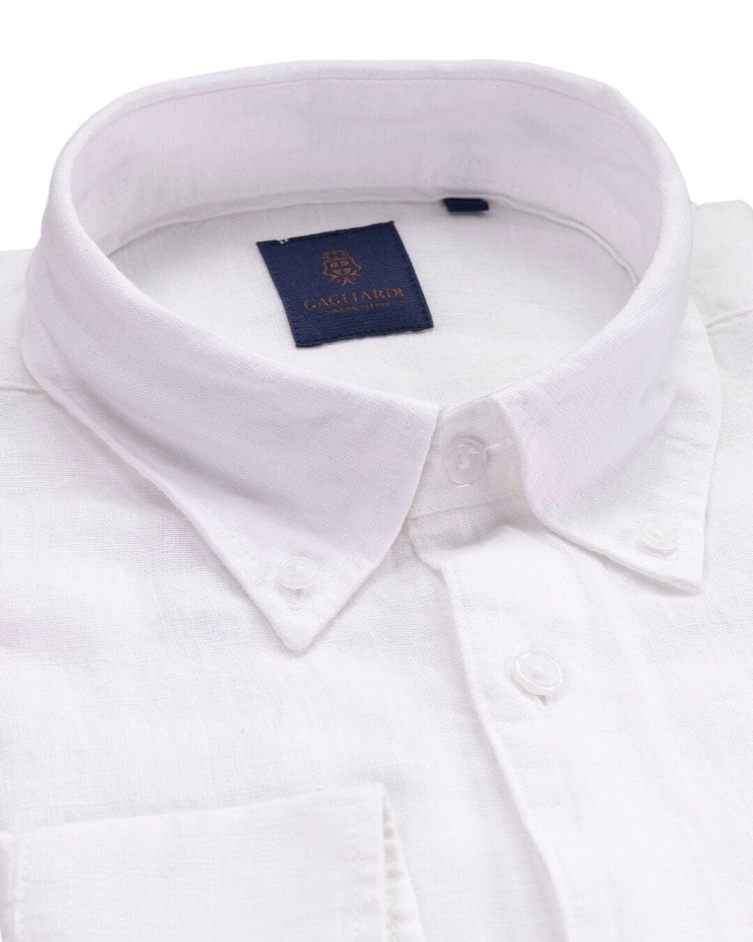 Gagliardi Shirts Gagliardi White Garment Dyed Linen Button Down Shirt