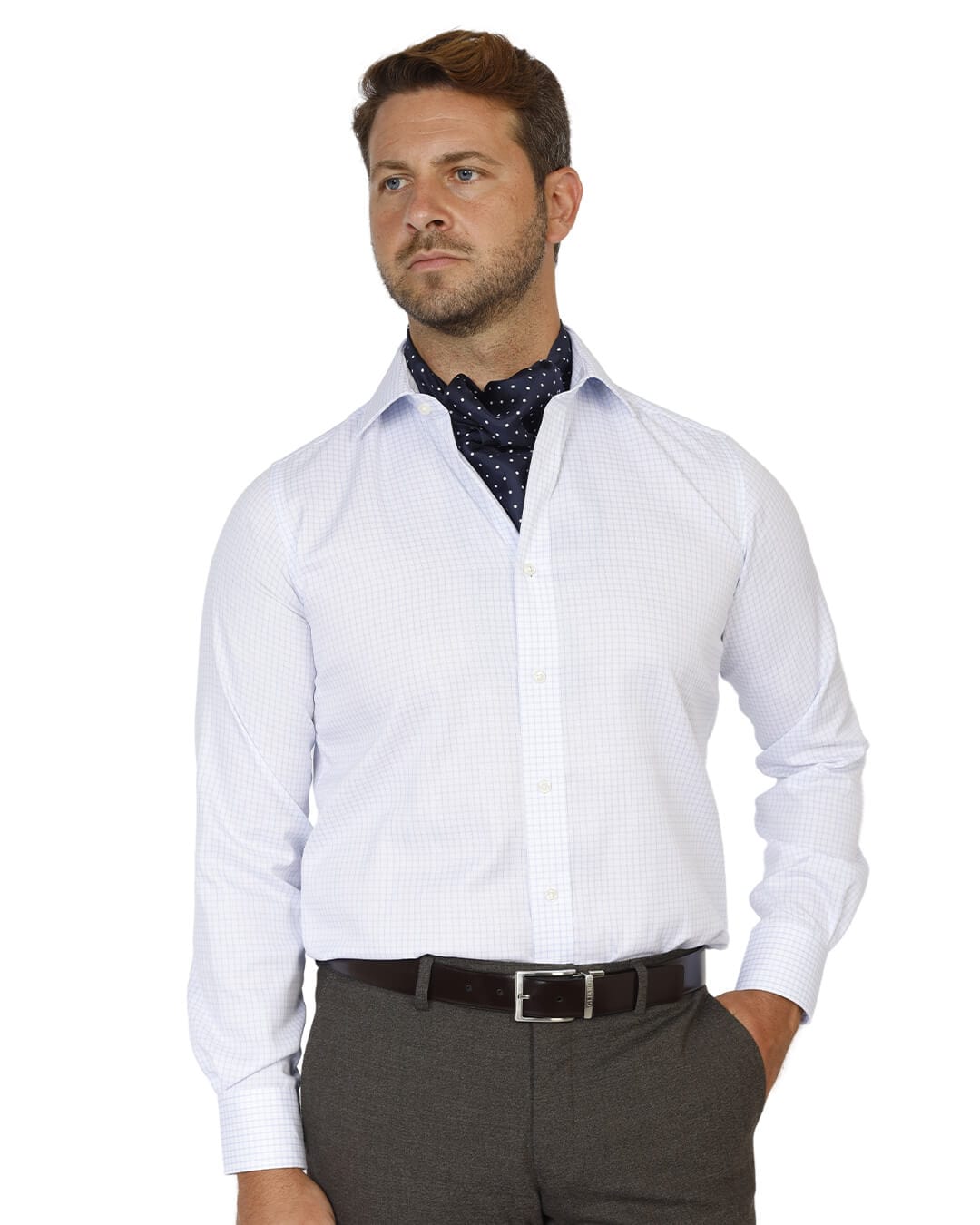 Gagliardi Shirts Gagliardi White Graph Check Non-iron Shirt