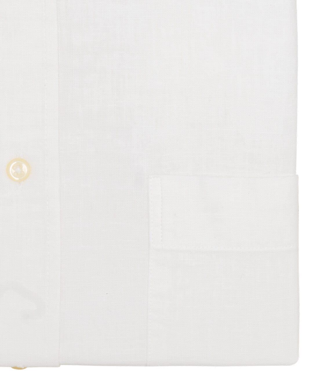 Gagliardi Shirts Gagliardi White Plain Tailored Fit Long Sleeve Cutaway Collar Linen Shirt
