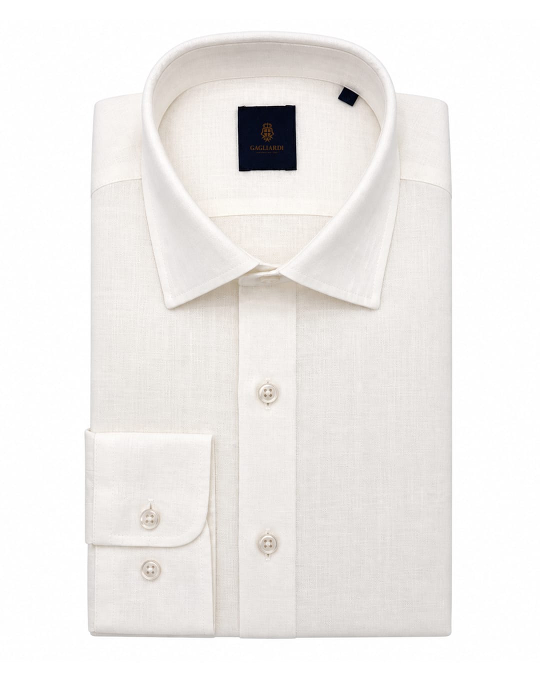 Gagliardi Shirts Gagliardi White Shirt Linen Kent Collar