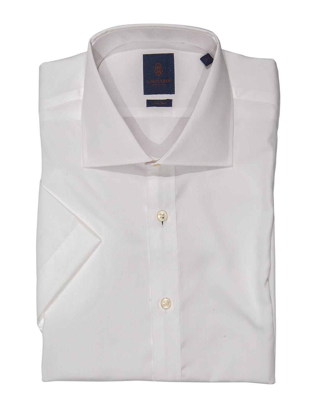 Gagliardi Shirts Gagliardi White Slim Fit Cutaway Collar Short Sleeve Non-iron Shirt