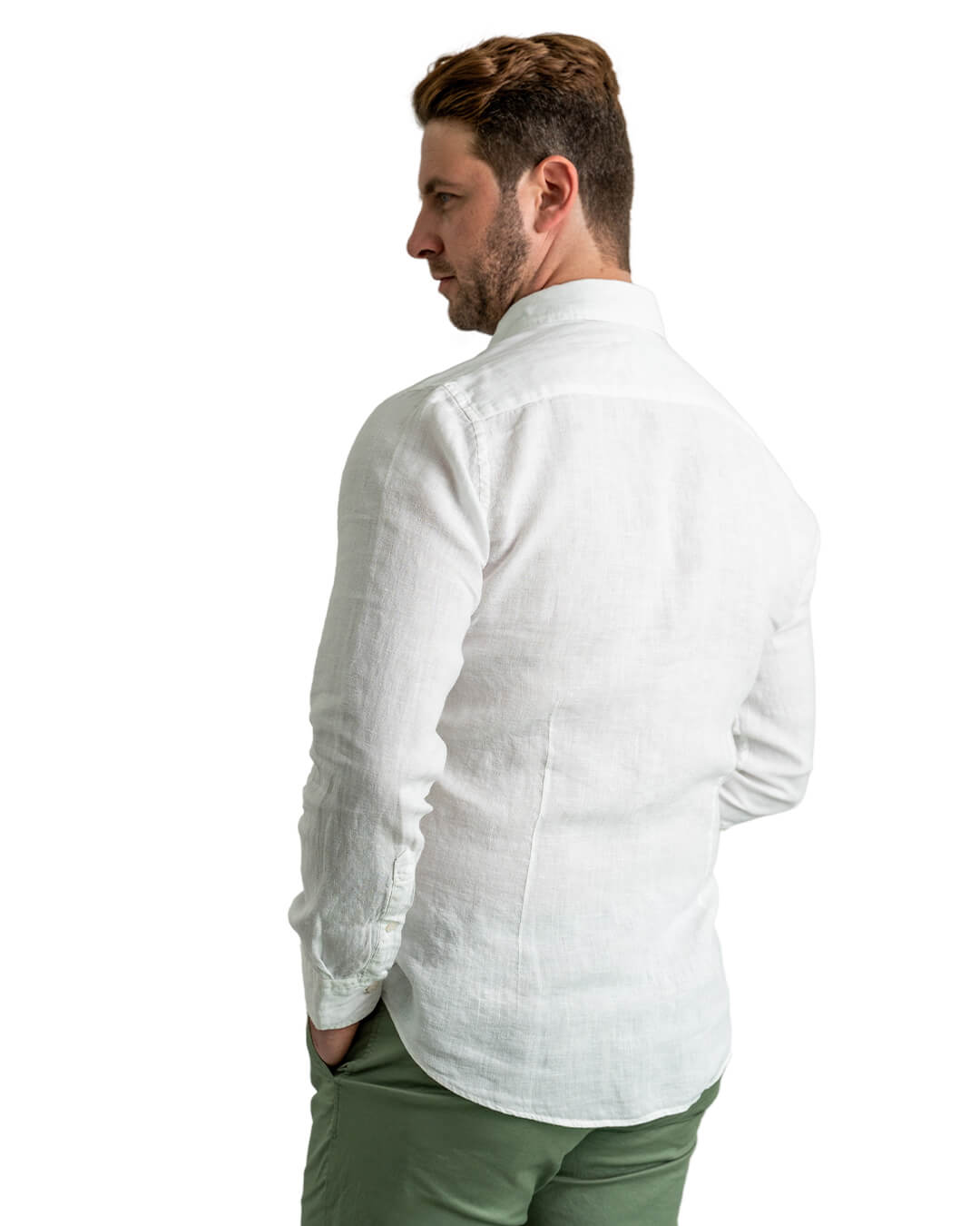 Gagliardi Shirts Gagliardi White Slim Fit Linen Button-Down Shirt