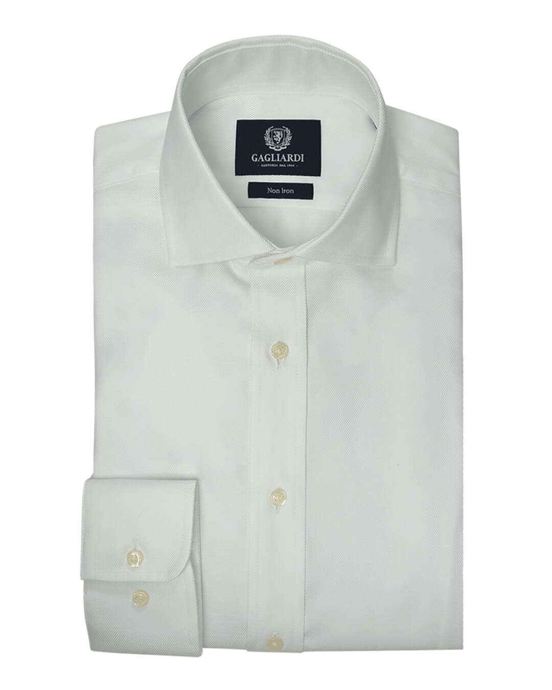 Gagliardi Shirts Gagliardi White Twill Cutaway Collar Single Cuffed Slim-Fit Non-Iron Shirt