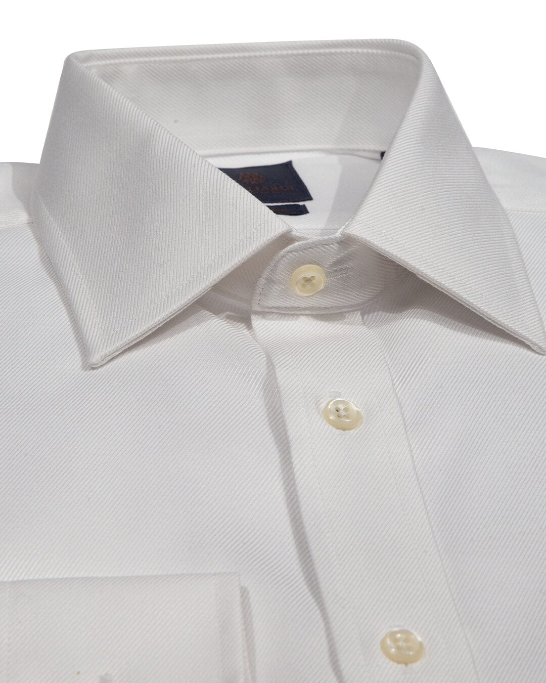 Gagliardi Shirts Gagliardi White Twill Tailored Fit Pointed Collar Single Cuffed Shirt
