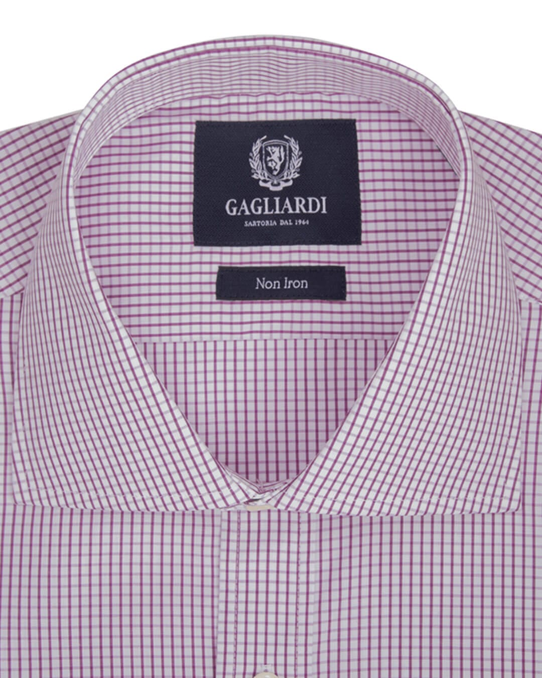 Gagliardi Shirts Lilac Checked Slim Fit Cutaway Collar Shirt